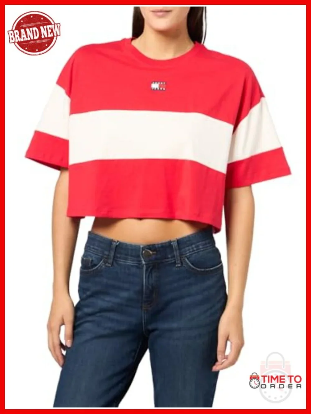 Women's Short Sleeve Crew Neck Cropped Boxy Tee 100% Cotton Oversized Fit